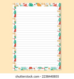 Notebook paper with tropical designs