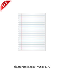 notebook paper, vector notebook paper background, isolated lined paper