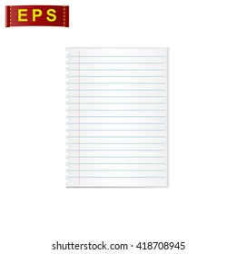 notebook paper, vector notebook paper background, isolated lined paper