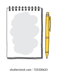 notebook paper and yellow pen Vector art  illustration