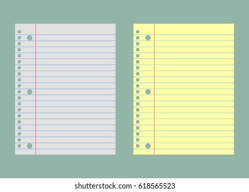 Notebook paper yellow and white. Lined paper