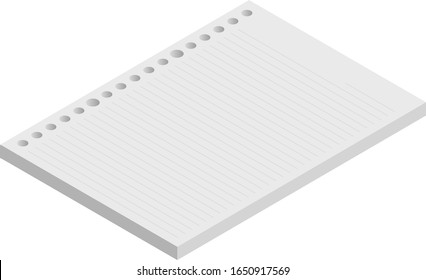 Notebook papers with lines isolated vector illustration.