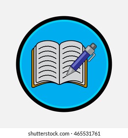 Notebook with pen color icon. Flat style for web and mobile
