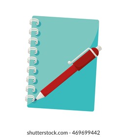 notebook pen cover notes stationary page office tool utensil handwriting vector  isolated illustration