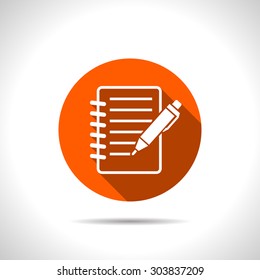 Notebook with pen icon