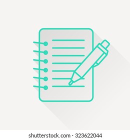 Notebook with pen icon