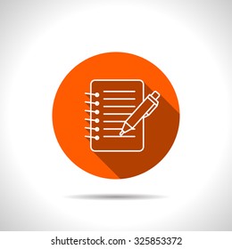 Notebook with pen icon