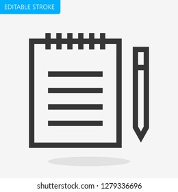 Notebook Pen Icon Editable Stroke. Pixel Perfect Vector Icon