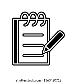 notebook and pen icon. Element of Media, Press for mobile concept and web apps icon. Glyph, flat icon for website design and development, app development
