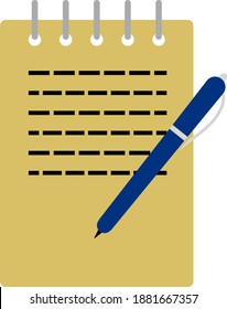 Portátil Con Icono De Pluma. Diseño de color plano. Ilustración vectorial.