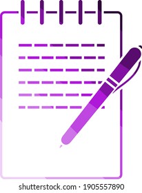 Notebook With Pen Icon. Flat Color Ladder Design. Vector Illustration.