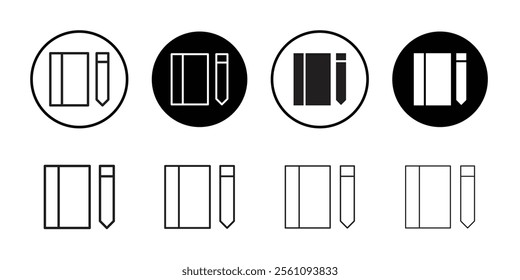 Notebook and pen icon Flat line symbol