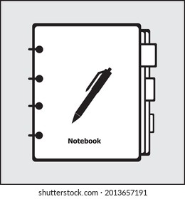 Notebook with pen icon, isolated. Flat design. vector illustration. eps 10