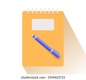 Notebook with pen icon isolated on white background.Vector illustration.