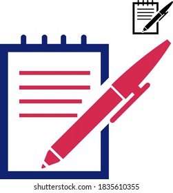 Notebook and pen icon. Line, solid and filled outline colorful version, outline and filled vector sign.