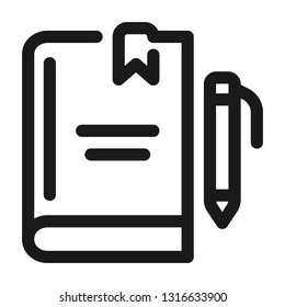 Notebook with pen icon. Line style