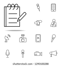 notebook and pen icon. Media, Press icons universal set for web and mobile