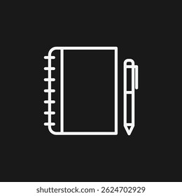 Notebook and Pen Icon Monochrome Office Stationery Design