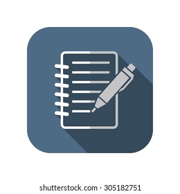 Notebook with pen icon. School vector illustration