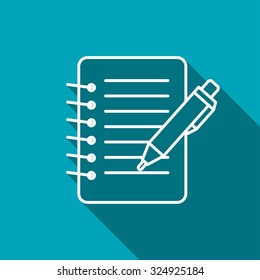 Notebook with pen icon. School vector illustration