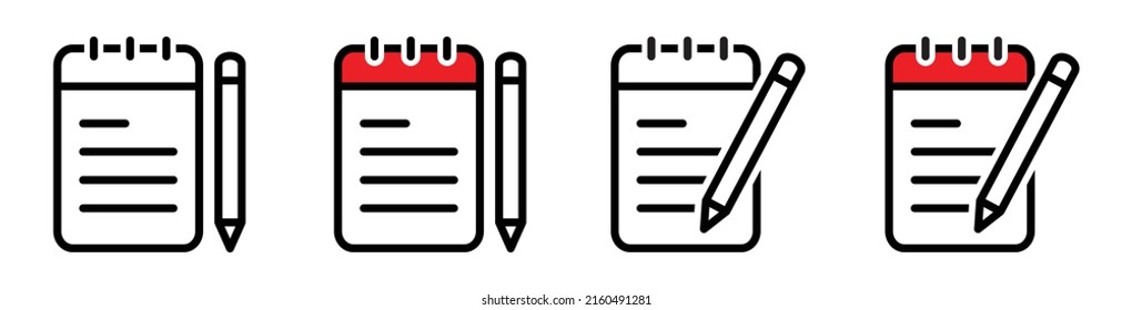 Notebook and pen icon symbol, notepad Icon, vector illustration