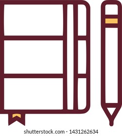 Notebook with pen icon in trendy flat style isolated on white background. Notebook with pen symbol. Vector illustration