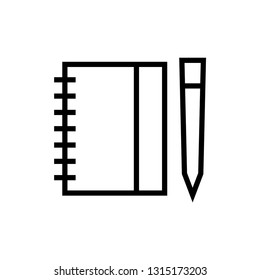Notebook and pen icon. Typing sign