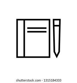 Notebook and pen icon. Typing sign