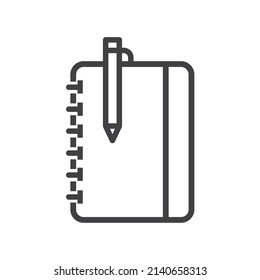 Notebook and pen icon, vector.