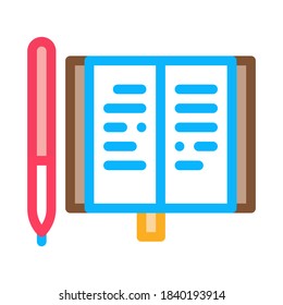 Vector de iconos de la pluma para portátiles. Símbolo de la pluma de bloc de notas de esquema. Ilustración de símbolo de contorno aislado
