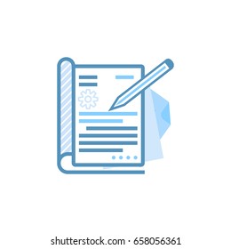 Notebook with pen icon. Writing vector illustration