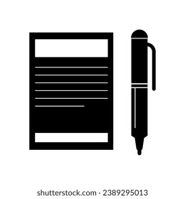 Notebook and pen icon.solid and filled flat symbol, vector flat illustration on white background..eps