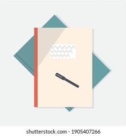 Notebook or pen isolated flat element vector illustration.
