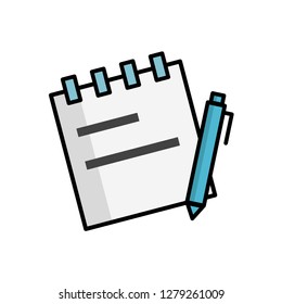 Notebook and pen isolated. Line icon illustration - Vector