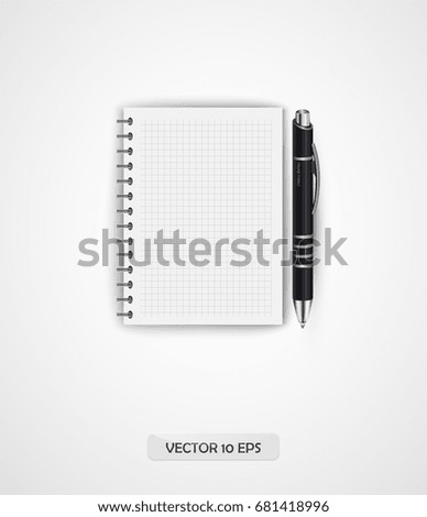 Notebook and pen isolated. Vector illustration.