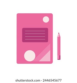 A notebook with a pen. Lady's beauty things for girls, illustration a white background. Pinkcore.