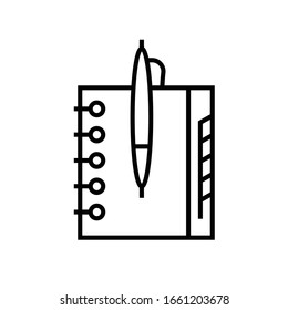Notebook with pen line icon, concept sign, outline vector illustration, linear symbol.