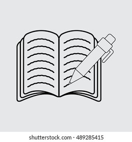 Notebook with pen Line icon. Flat style for web and mobile