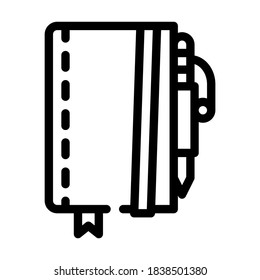 notebook and pen line icon vector. notebook and pen sign. isolated contour symbol black illustration