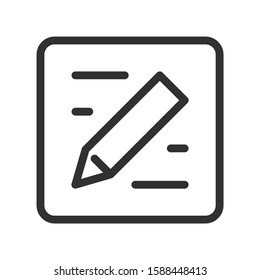 notebook and pen, linear icon. Editable stroke
