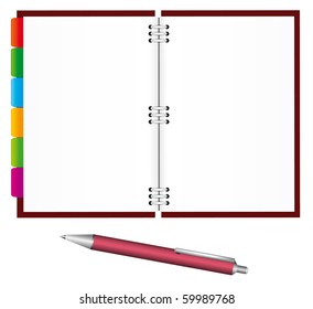 Notebook and pen for office. Vector illustration