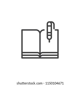 Notebook and pen outline icon. linear style sign for mobile concept and web design. Business notepad simple line vector icon. Symbol, logo illustration. Pixel perfect vector graphics