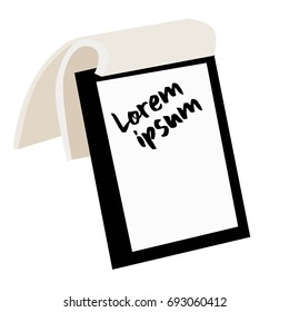 Notebook with pen pad template for text