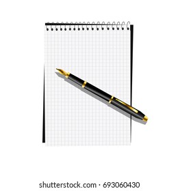 Notebook with pen pad template for text