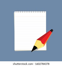 notebook with pen and pencil