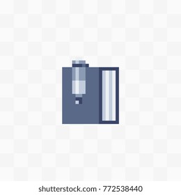 Notebook with pen. Pixel art flat style. Web site design. 8-bit. Isolated abstract vector illustration.