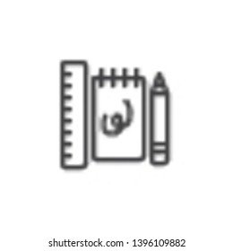 Notebook pen and ruler line icon. linear style sign for mobile concept and web design. Drawing tools outline vector icon. Symbol, logo illustration. Pixel perfect vector graphics
