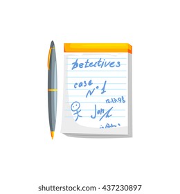 Notebook With Pen Scribbles Flat Simplified Colorful Vector Illustration Isolated On White Background