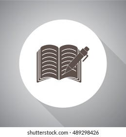 Notebook with pen Simple icon. Flat style for web and mobile
