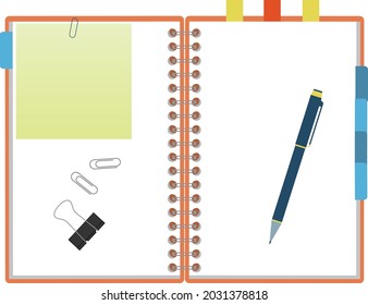 notebook pen stationary vector illustration